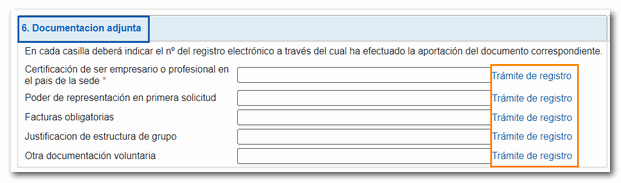 Registro de documentos desde el formulario