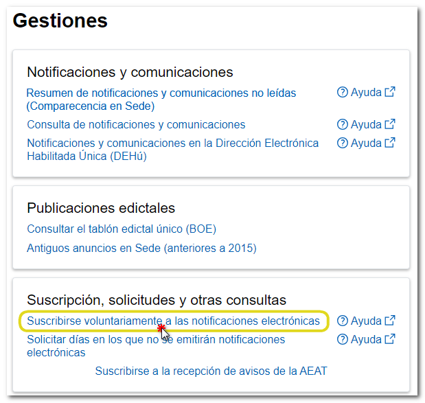 Suscripción a procedimientos