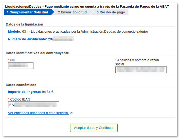 indicar datos y continuar