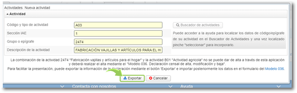 aviso actividad incompatible