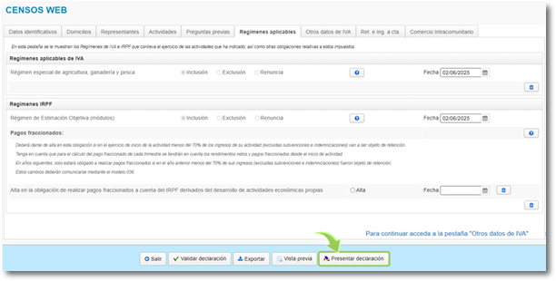 regímenes aplicables