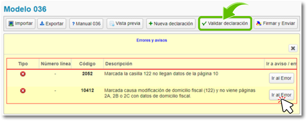 Validada con errores