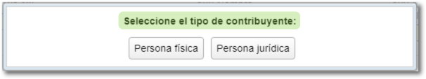 Selección del tipo de contribuyente