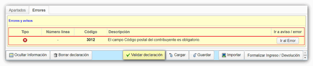 Ir al aviso o error