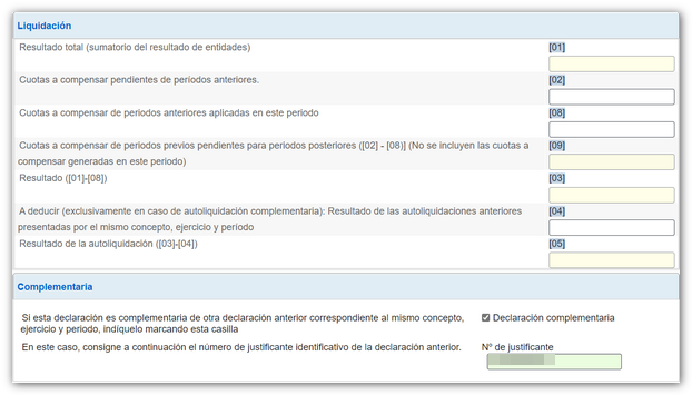 Datos de la liquidación