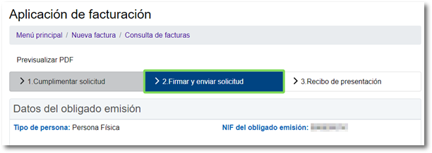 Firmar y enviar solicitud