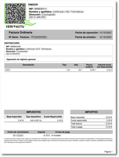 Factura imprimible con QR