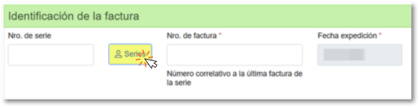 Número de serie de la factura