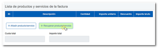 Recuperar producto o servicio.