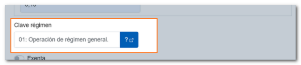 Clave de régimen.