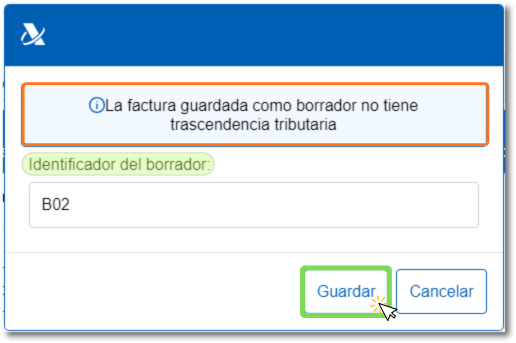 Identificador del borrador, guardar