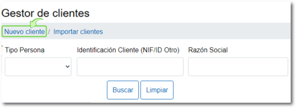 Nuevo cliente