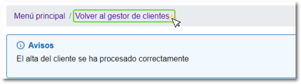 Volver a la lista de clientes