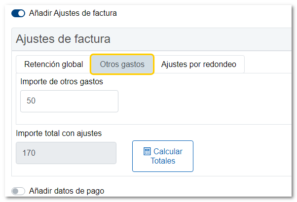 Ajustes de otros gastos