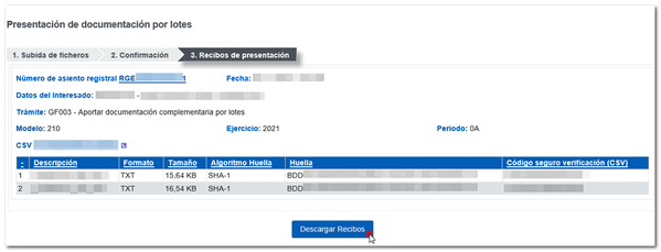 Recibo presentación