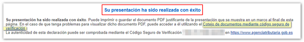 Reporte su declaraciçon ha sido presentada