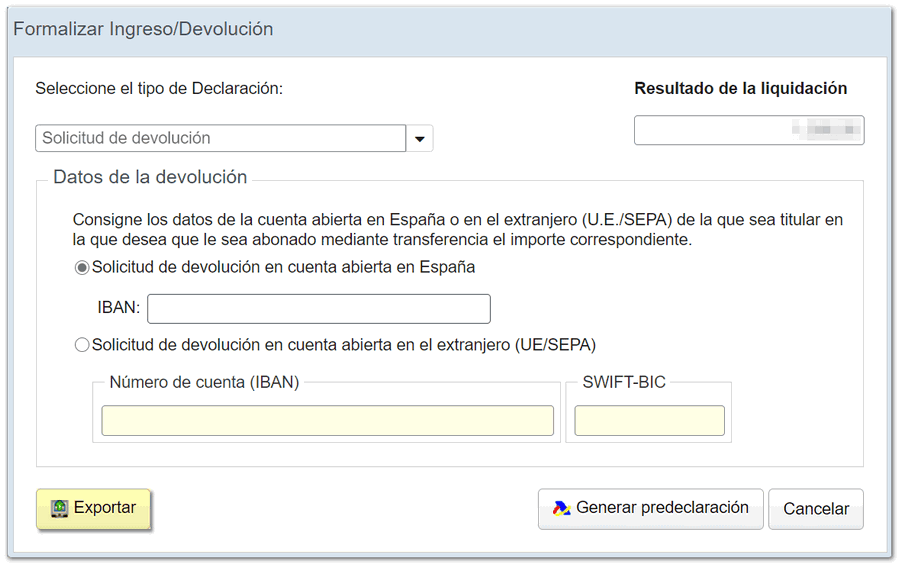 Exportar declaración