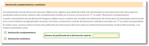 Declaración complementaria o sustitutiva