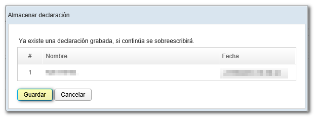 Guardar declaración