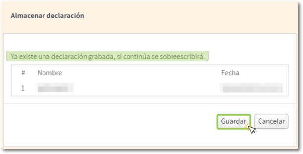 Ya existe una declaración