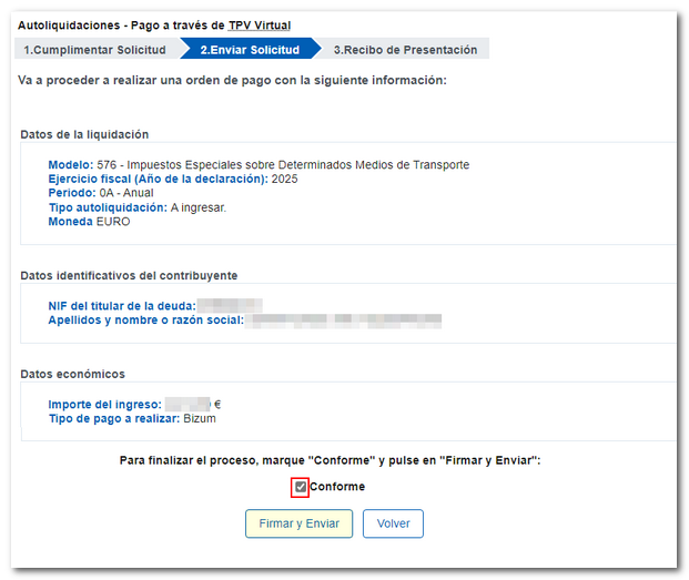 conforme y firmar y enviar