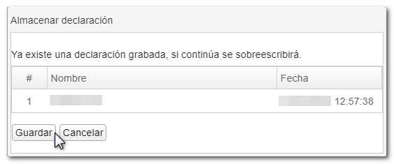 Guardar declaración
