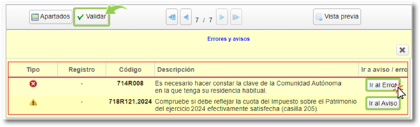 Validar declaración
