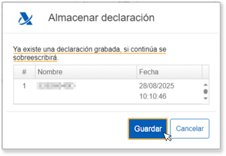 sobreescribir declaración 780