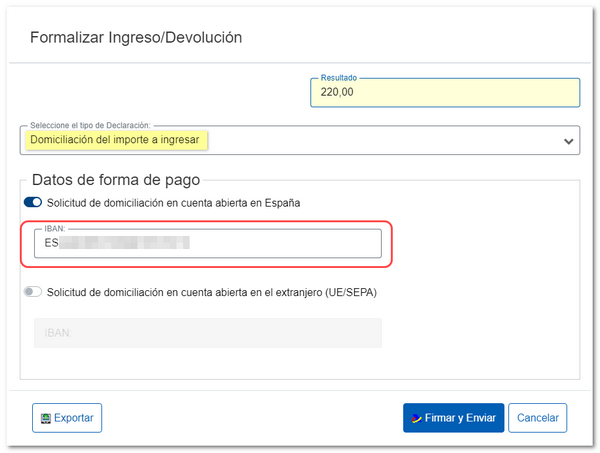 Domiciliaci&oacute;n