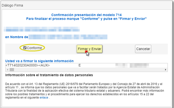 conforme y firmar y enviar