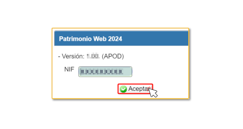 NIF declaración y aceptar