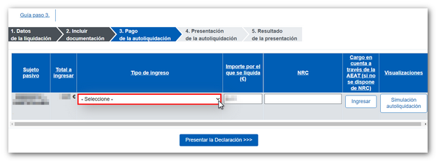 Relación de datos de pago