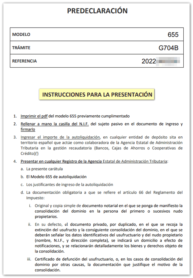 Documento presentación de la declaración