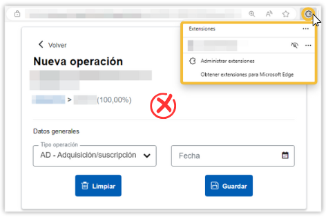 Configurar extensión