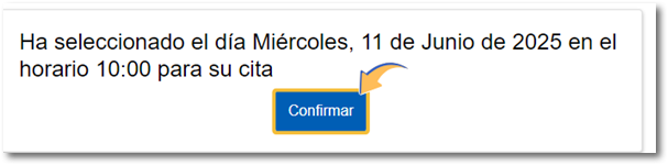 Confirmar día y hora