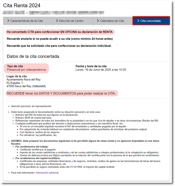 Cita concertada correctamente