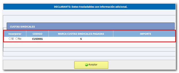 Datos trasladables cuotas sindicales