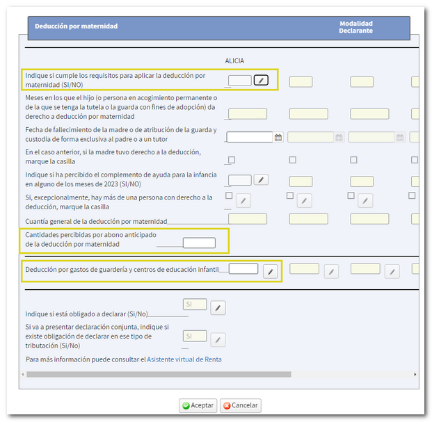 Cumplimentación de datos