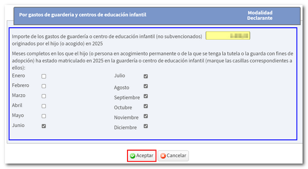 Gastos meses guarder&iacute;a