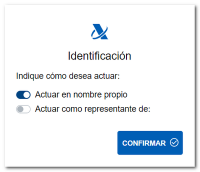 Tipo de actuación en nombre propio o como representante