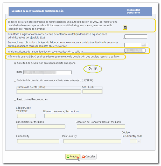 Rectificación declaración