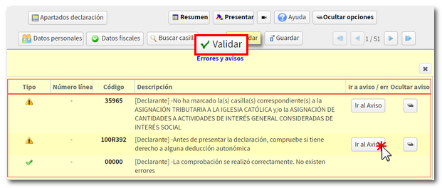 Validar declaración