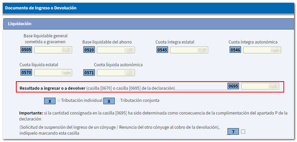 Resultado de la declaración