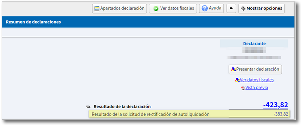 casilla con resultado de la modificación