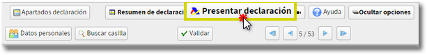 presentar declaración desde barra menú