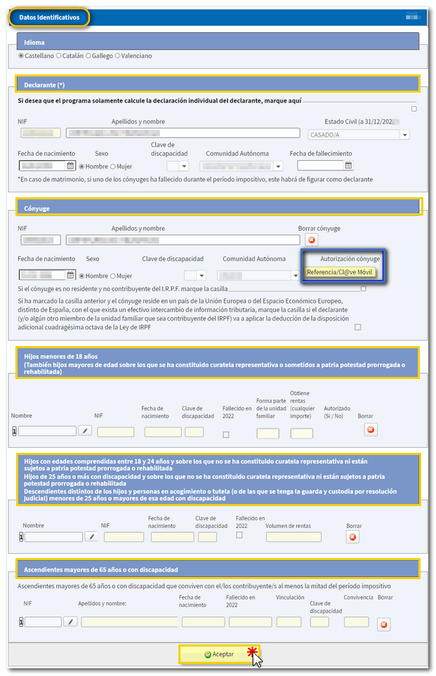 dtatos identficiativos