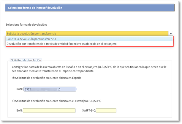 Devoluci&oacute;n IBAN