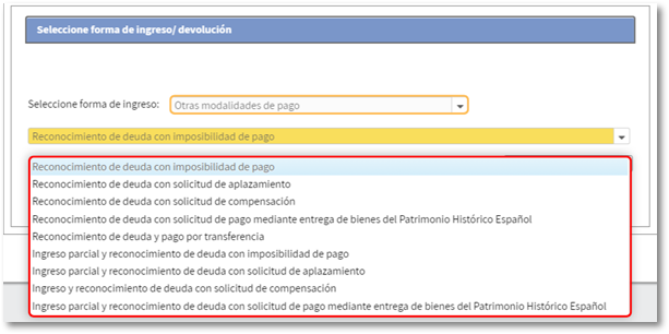 Otras modalidades de pago
