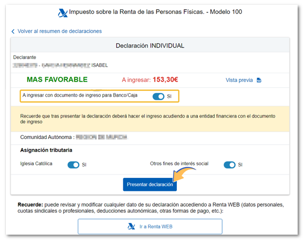 Ingreso en Banco o Caja