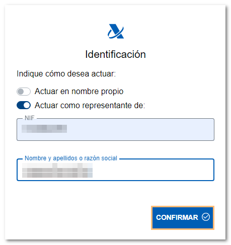 Acceso como representante